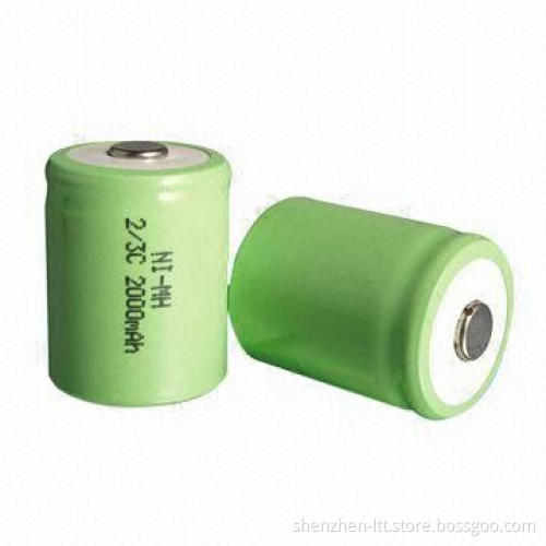 NiMH Batteries with 2/3C Size, 2,000mAh Capacity, 1.2V Nominal Voltage